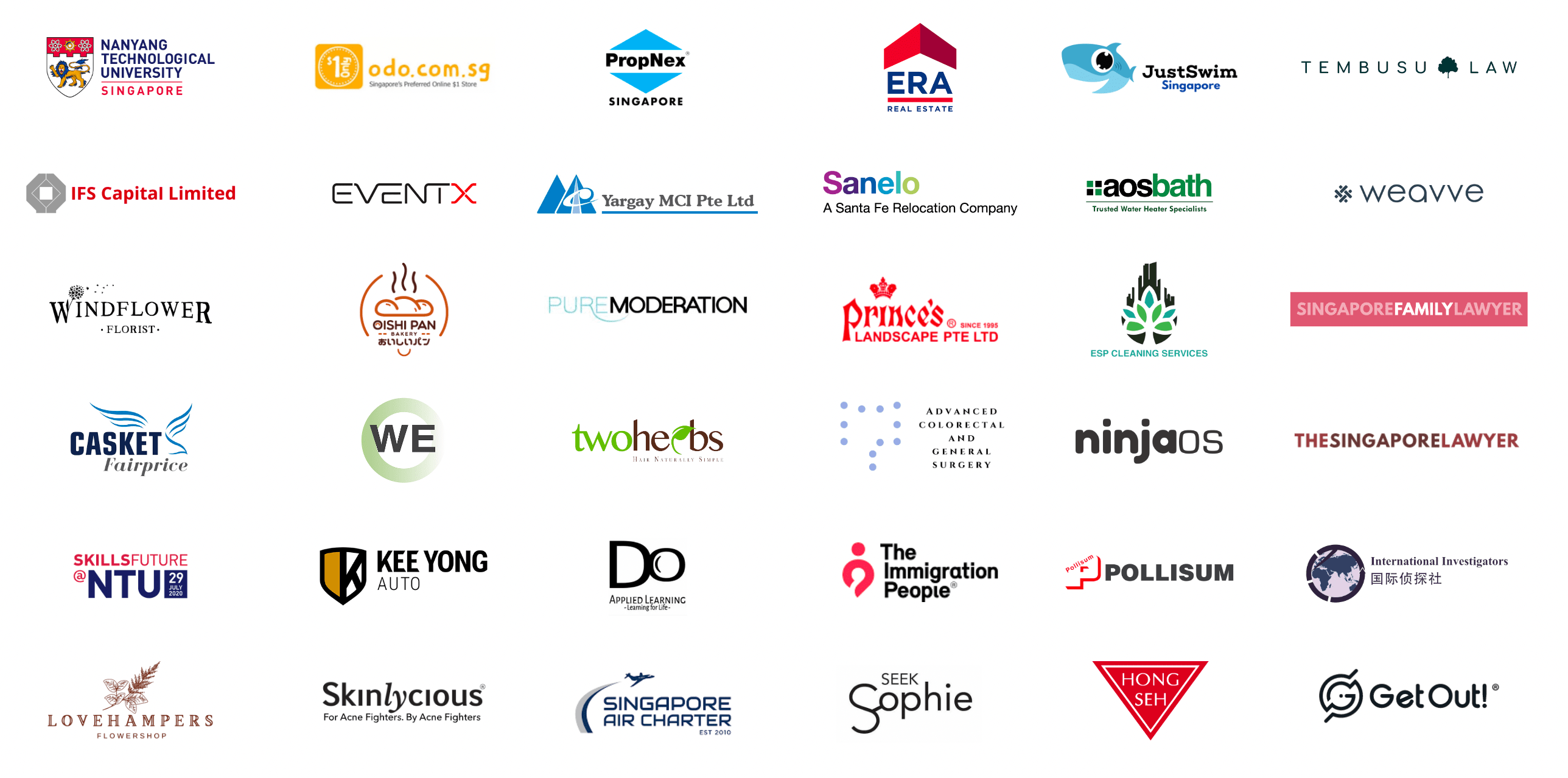 Best Marketing Agency clients including Justswim, ERA, Little Red Dot Florist, Oishi Pan Bakery, and 140+ more